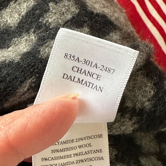 Rails Dalmatian Gray and Black Spotted Jacquard Cashmere Wool Blend SweaterLarge - Picture 7 of 8